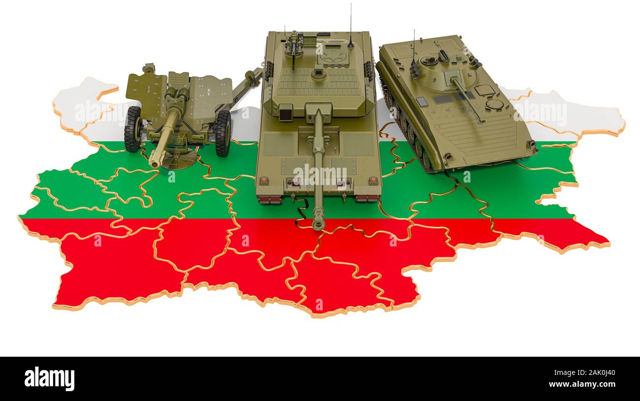 Combat vehicles on Bulgarian map. Military defence of Bulgaria concept ...