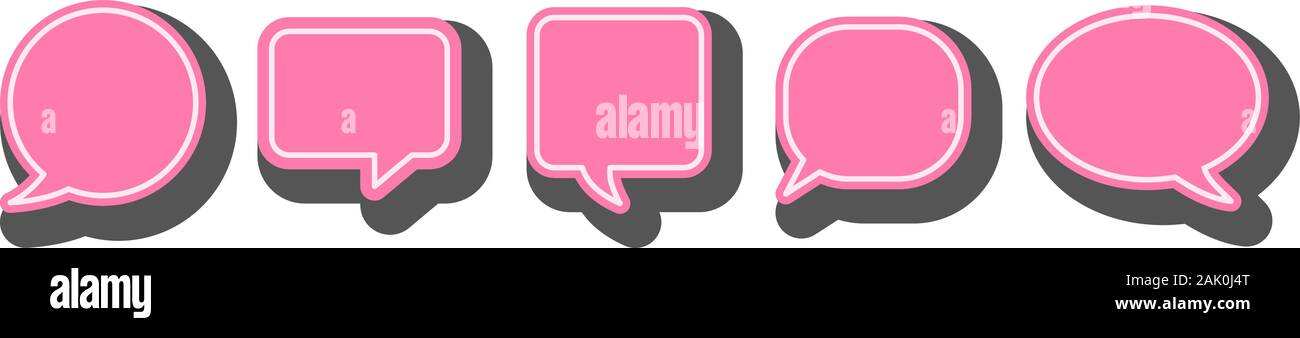 set of pink comic speech bubbles isolated on white background vector illustration Stock Vector