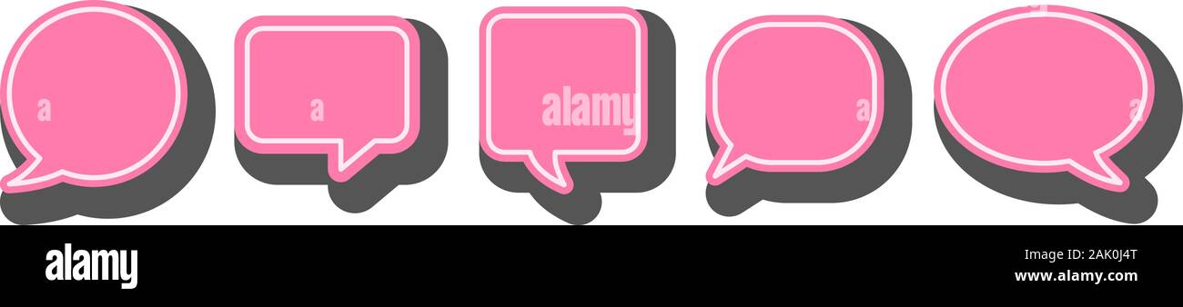 set of pink comic speech bubbles isolated on white background vector ...