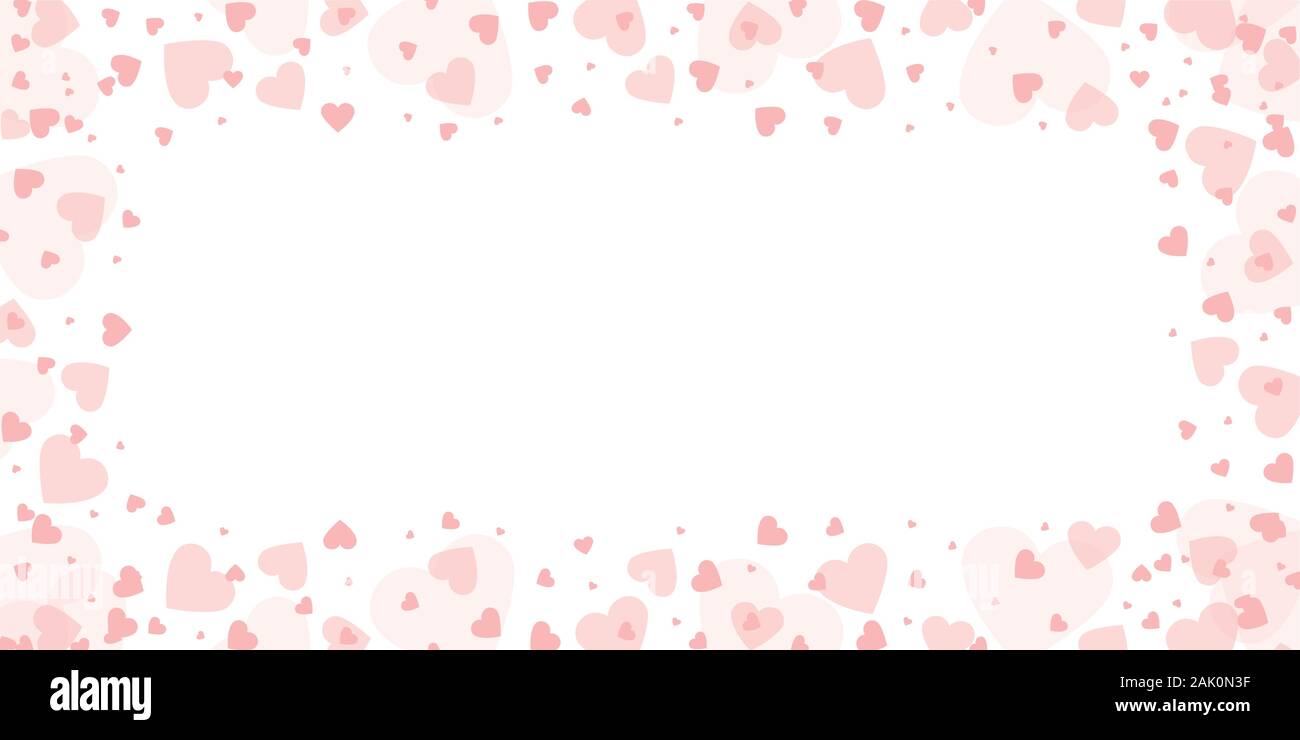 pink heart border on white background for wedding and valentines day