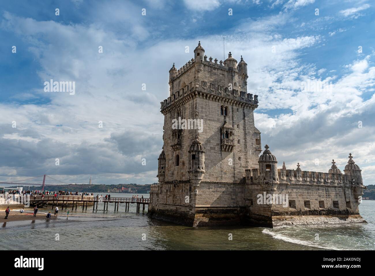 Belem Tower  at Tagus River, in Lisbon  Portugal Stock Photo