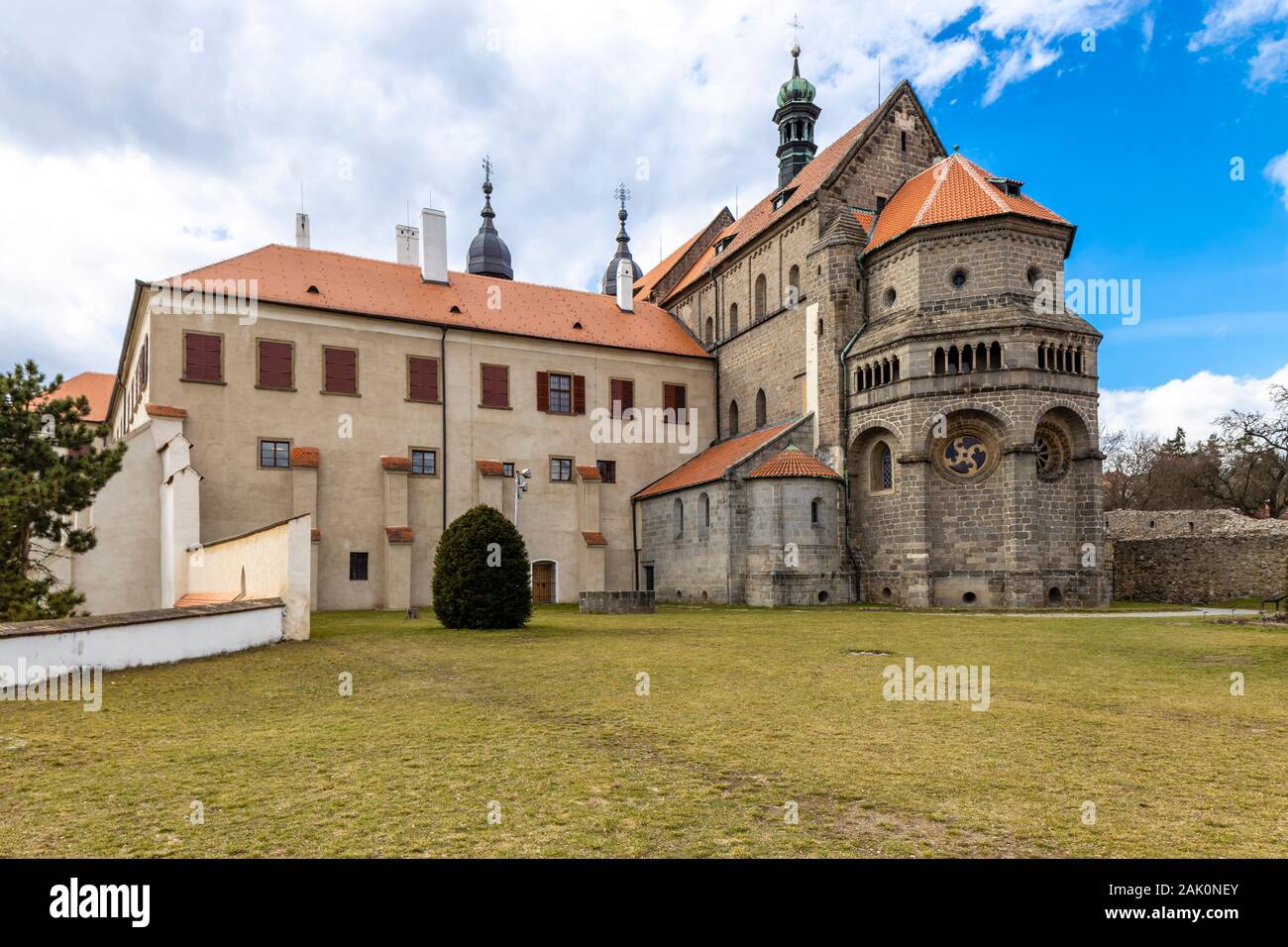 St. Procopius basilica and monastery, town Trebic, UNESCO site, (oldest Middle ages settlement of jew community in Central Europe), Moravia, Czech Rep Stock Photo