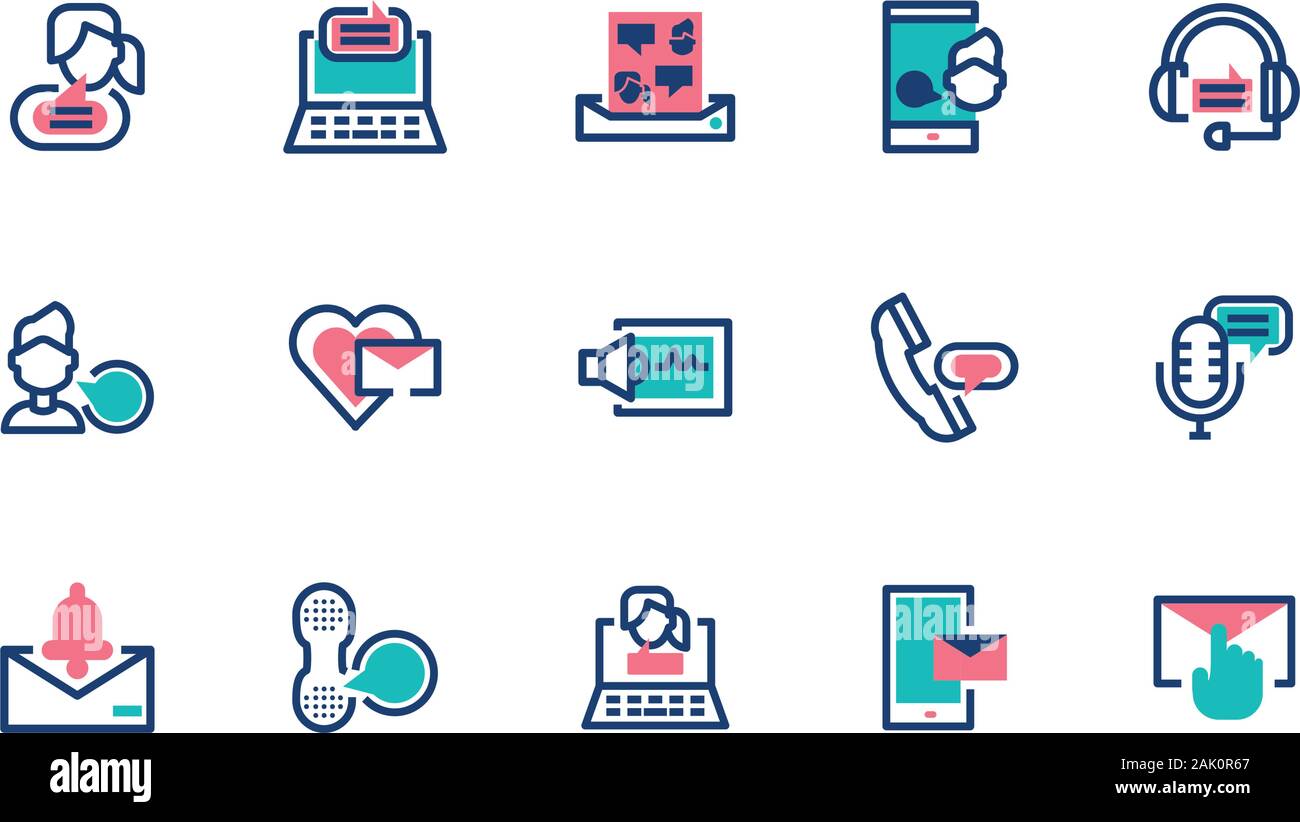 Messages icon set design, email mail letter marketing communication ...