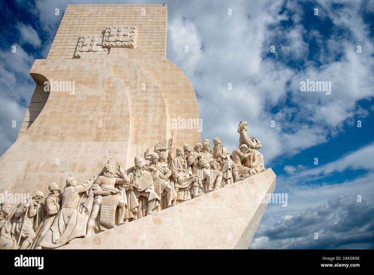 The Padrao dos Descobrimentos (Monument to the Discoveries) against blue cloudy sky. Stock Photo