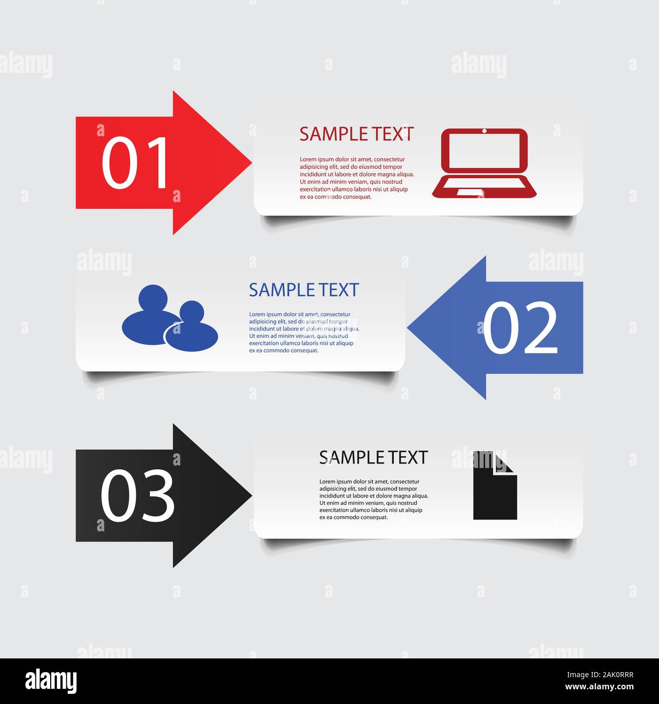 Colorful Numbered Banners Infographic Header Design with Icons