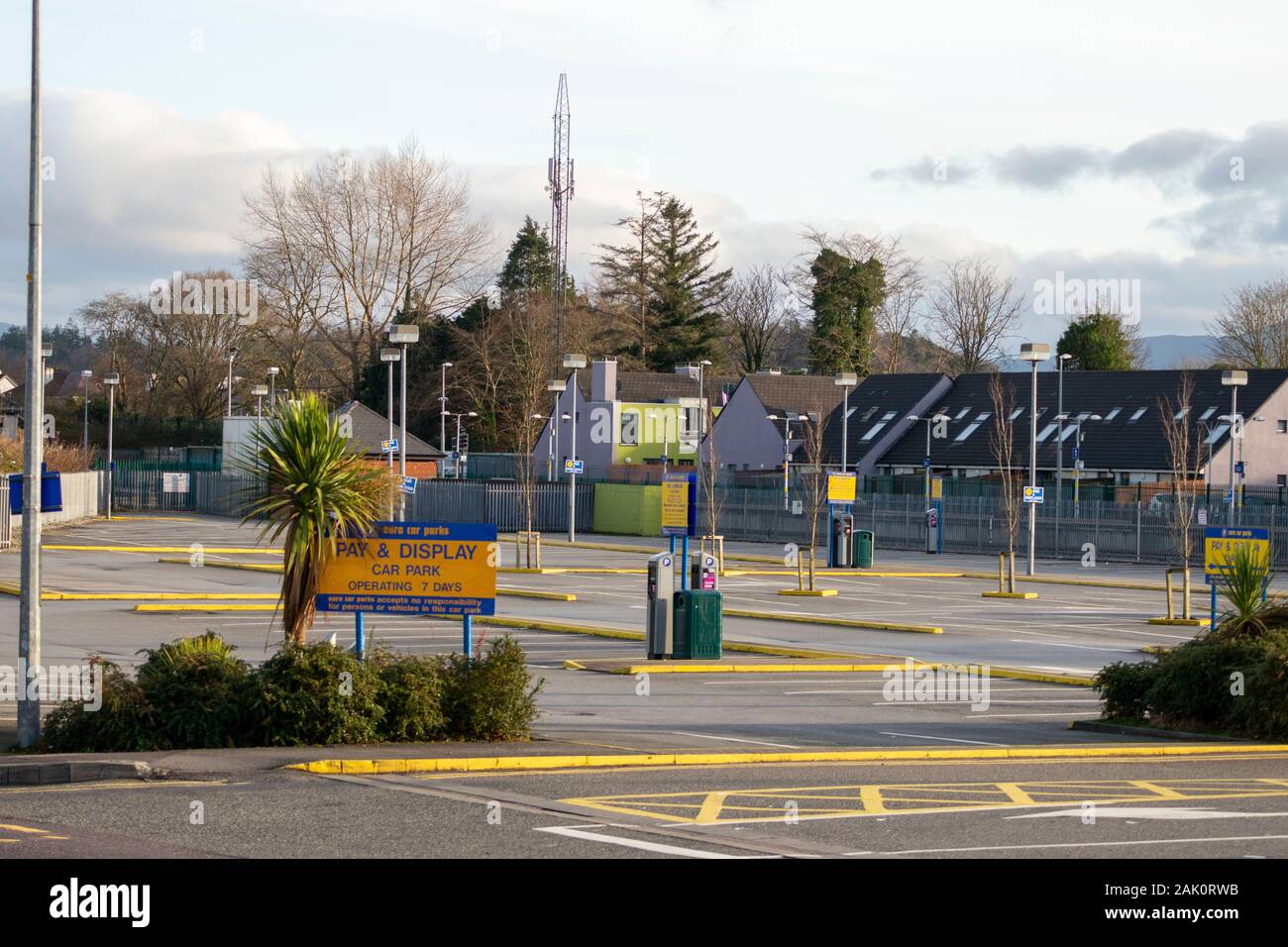 Closed empty car park at the Killarney Outlet Centre as of 1st of January in Killarney, County