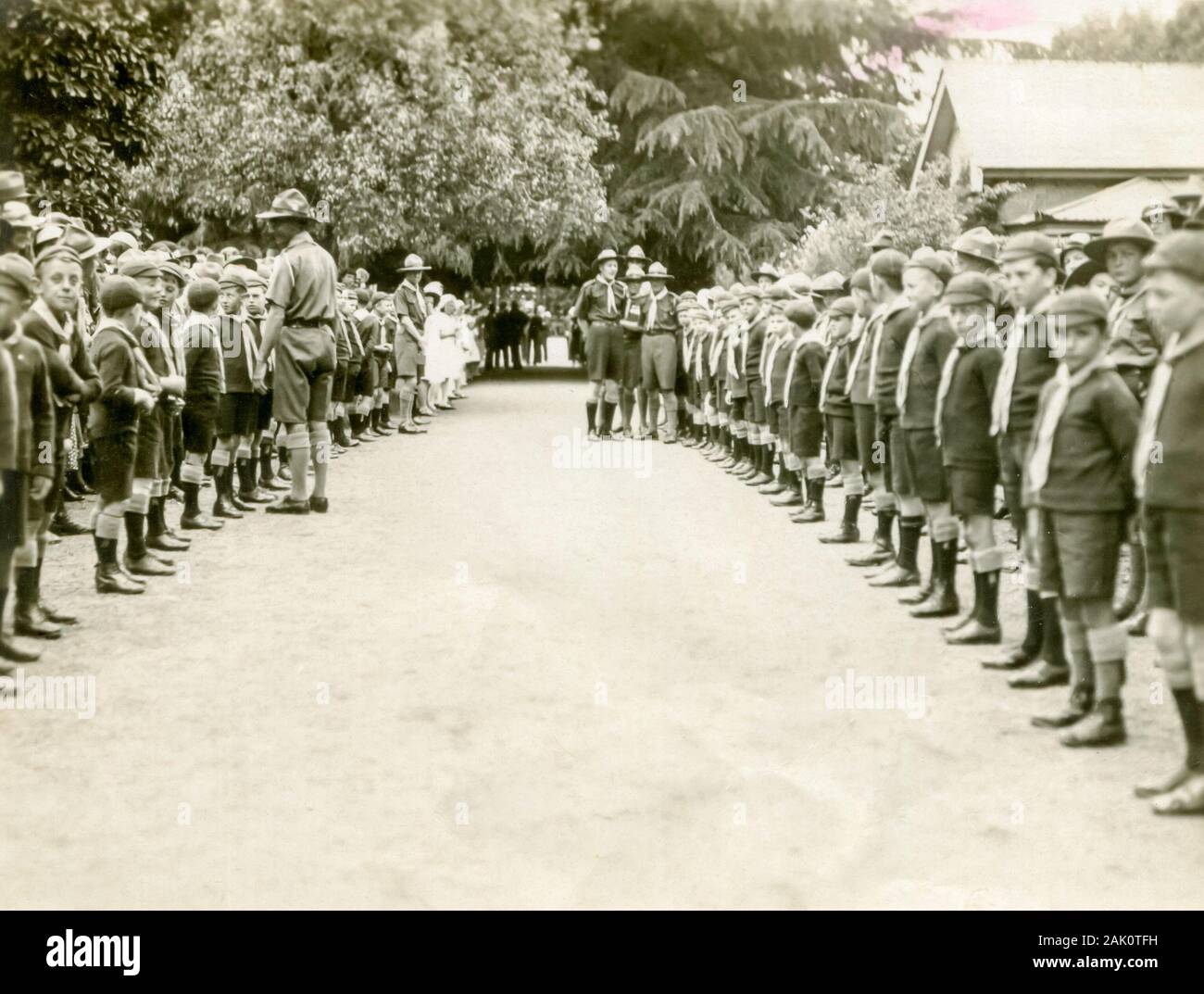 Australian Cubs And Scouts Forming A Welcoming Guard Of Honor In Anticipation Of The Arrival Of The New South Wales Governor And Chief Scout Of Nsw Sir Philip Game In Cook Park