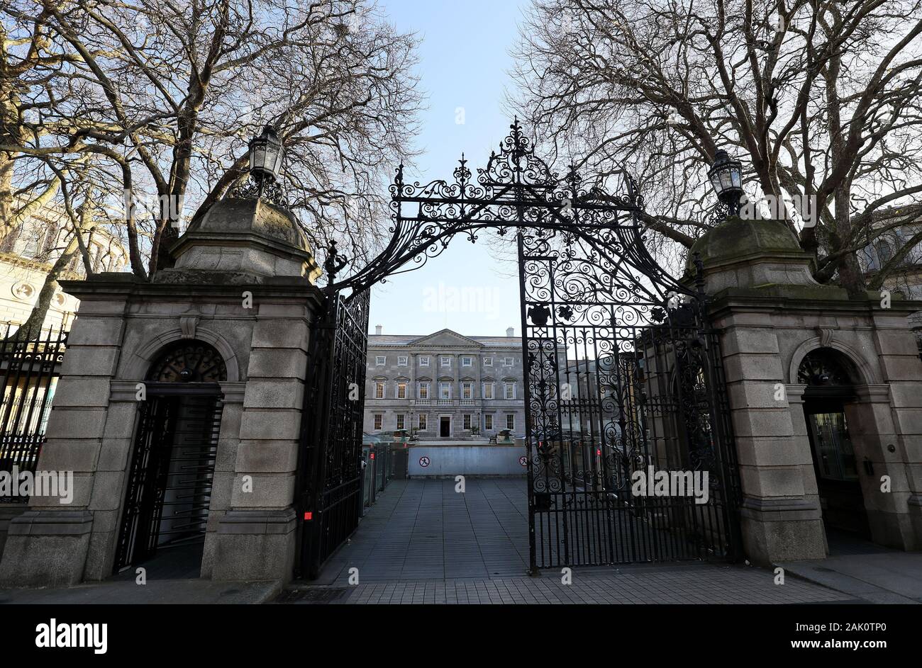 Leinster House, Dublin, the seat of the Oireachtas, the parliament of Ireland. Stock Photo