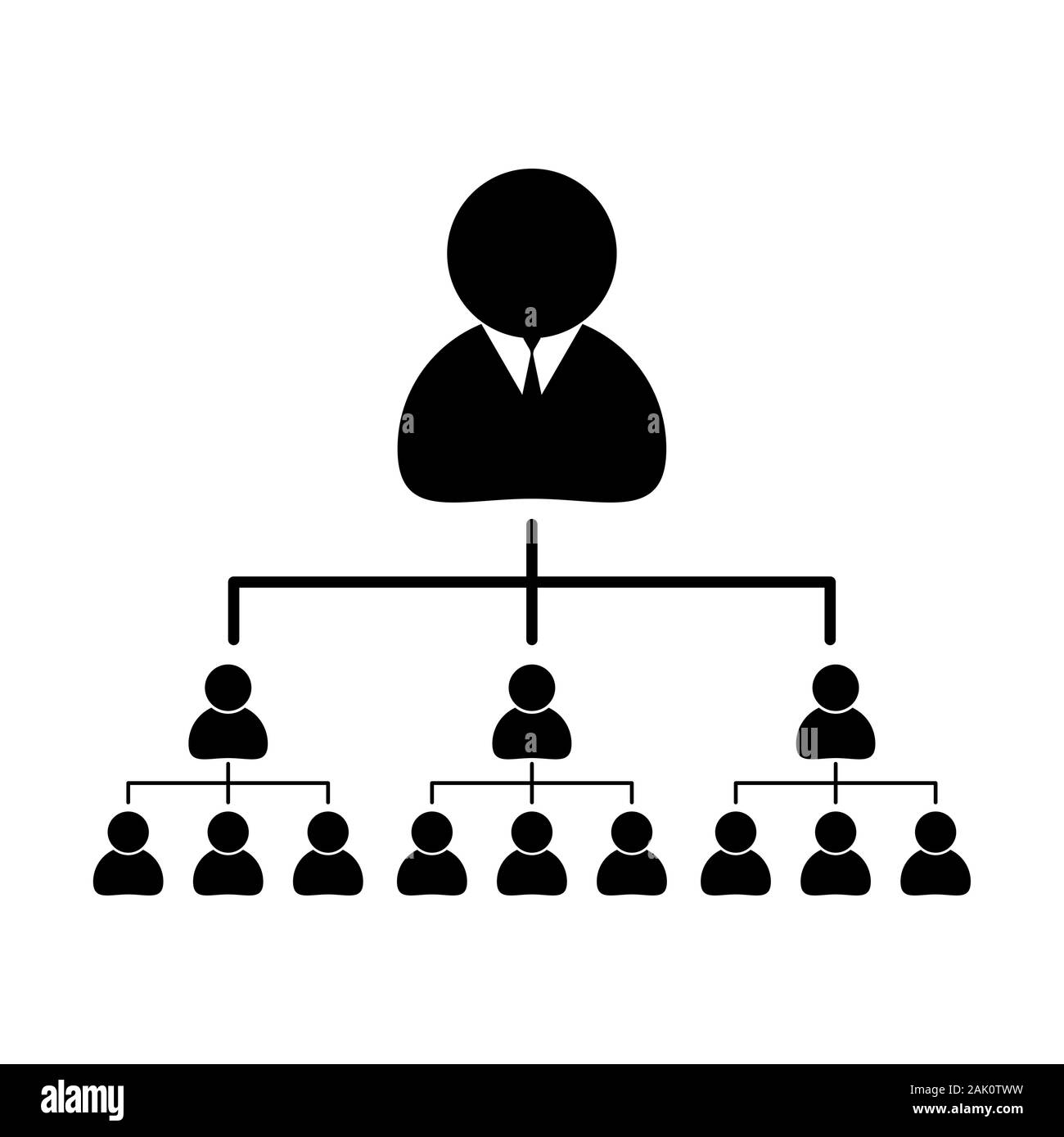Company chart,structure isolated white background. Organization structure Silhouette with People Stock Vector