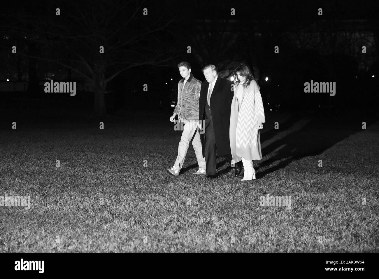 January 5, 2020: 1/5/20 -The White House Washington, DC..President Donald Trump, First Lady Melania and son Barron return from Mara Largo where they family spent their Christmas vacation. (Credit Image: © Christy Bowe/ZUMA Wire) Stock Photo