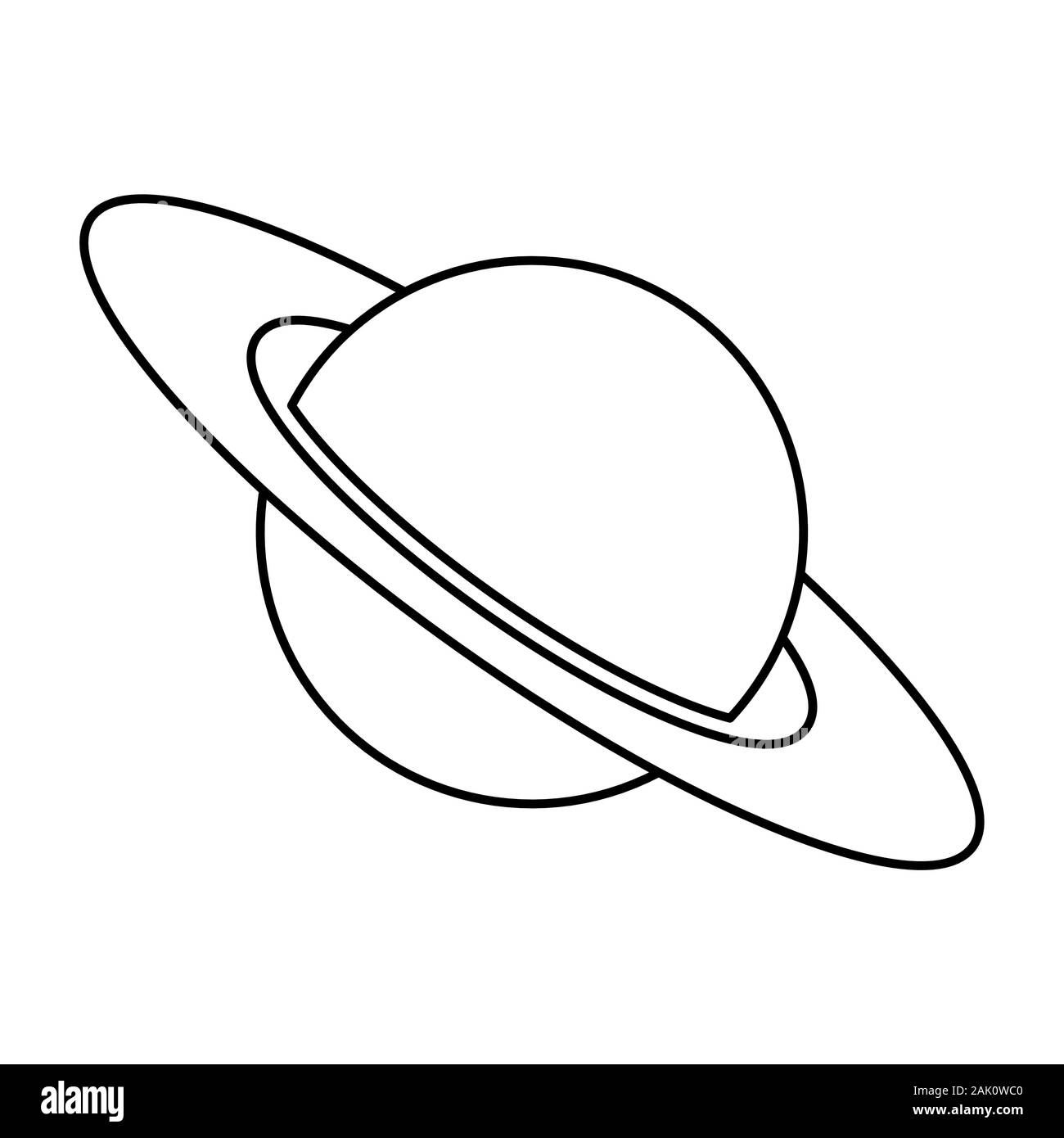 Planet Saturn with planetary ring system vector icon isolated on white background. Astronomy line icon, linear pictogram. Galaxy space business concep Stock Vector