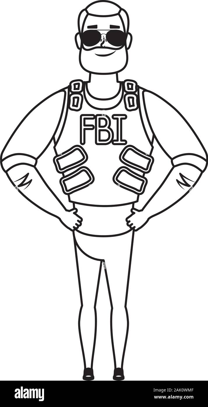 young man with beard fbi agent Stock Vector