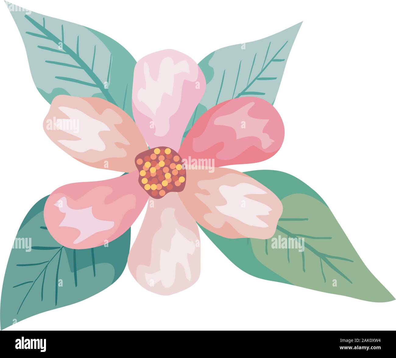cute flower with leafs natural isolated icon Stock Vector Image & Art ...
