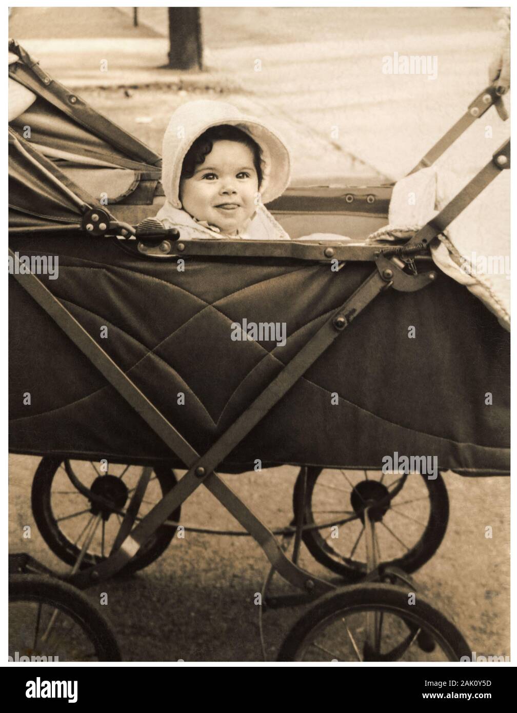 1950's baby and carriage Stock Photo