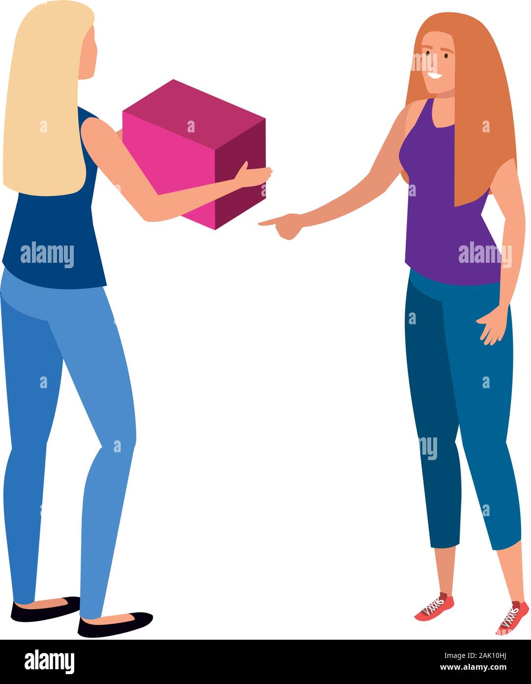 beautiful women with cube isolated icon Stock Vector Image & Art - Alamy