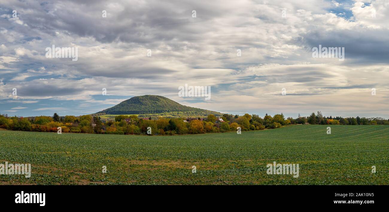 Říp Mountain (hora Říp, Georgsberg or Raudnitzer Berg), also known as Říp Hill Stock Photo