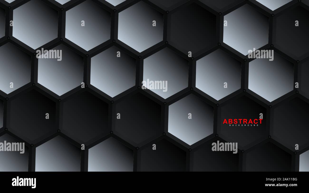 Abstract vector hexagonal geometry background. Surface polygon pattern with hexagon shadows, honeycomb. 3D design technology Stock Vector
