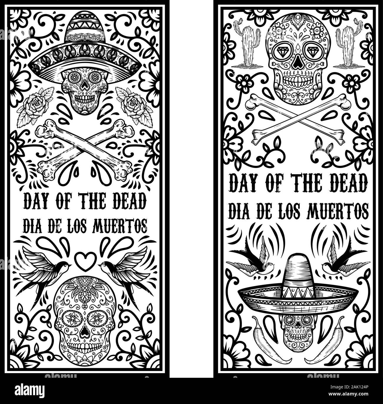 Set of Day of the dead (Dia de los muertos) flyer templates. Design ...