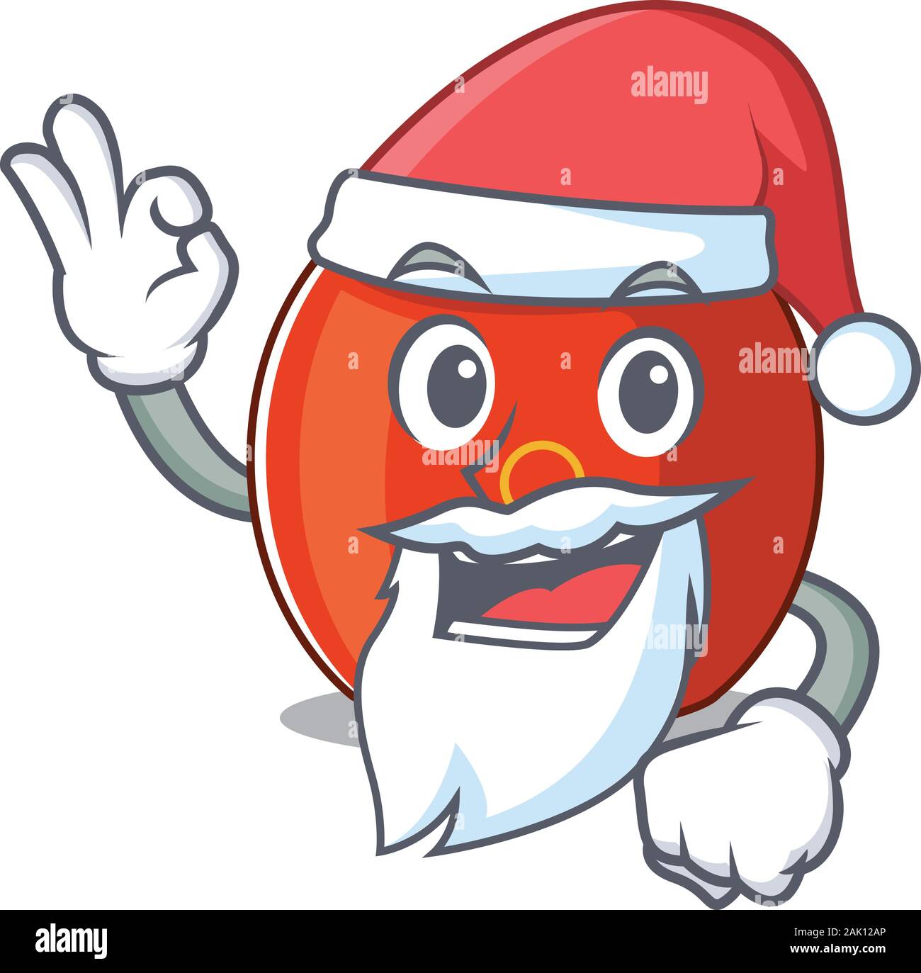 A picture of Santa chinese drum mascot picture style with ok finger Stock Vector
