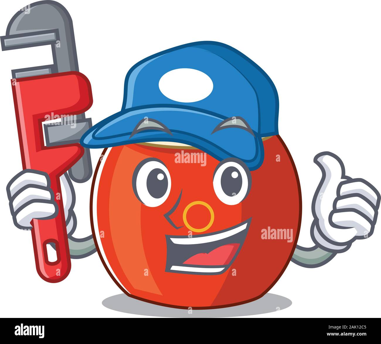 Cool Plumber chinese drum on mascot picture style Stock Vector