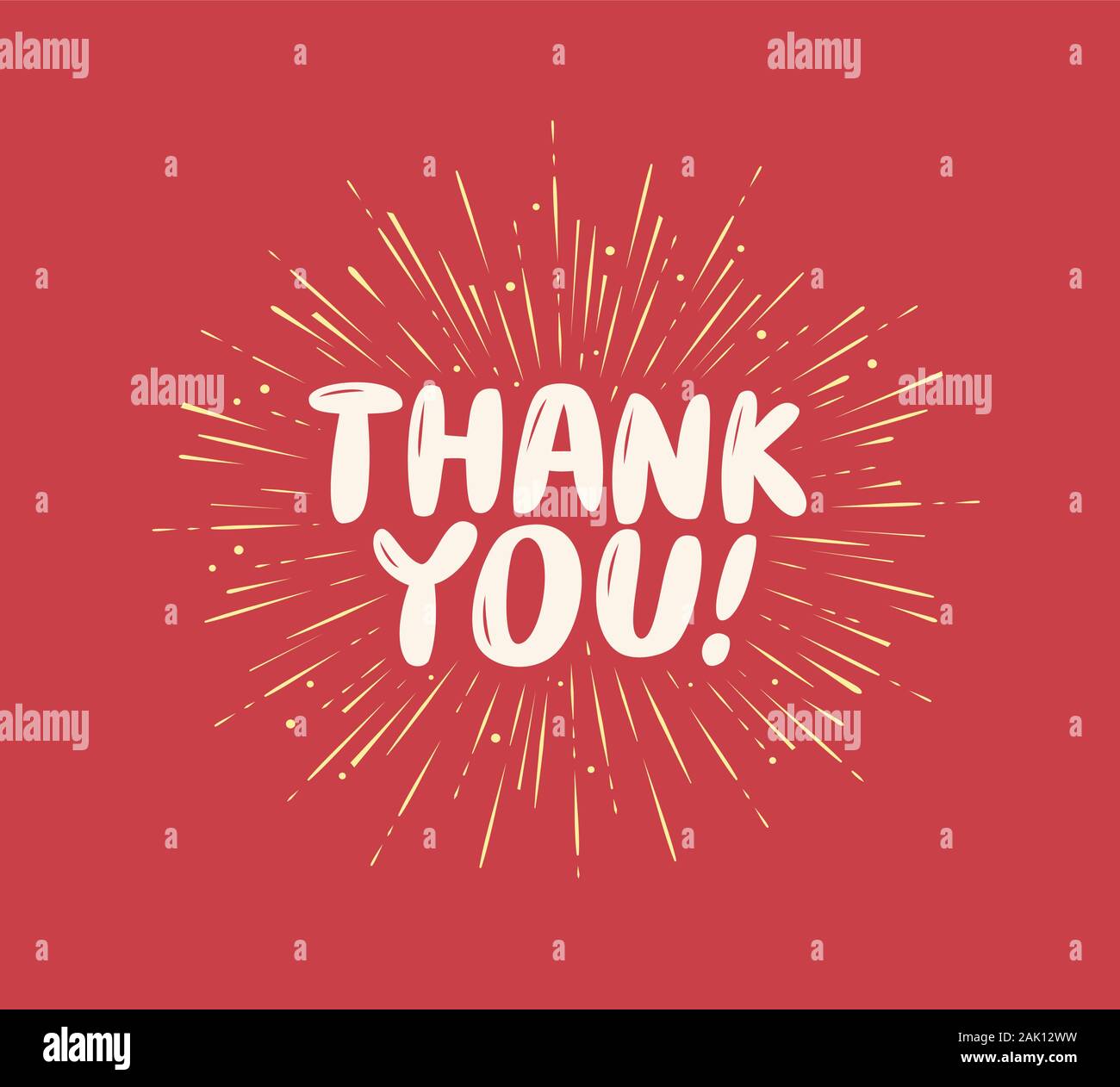 Thank You greeting. Card with hand drawn letterinig vector illustration Stock Vector