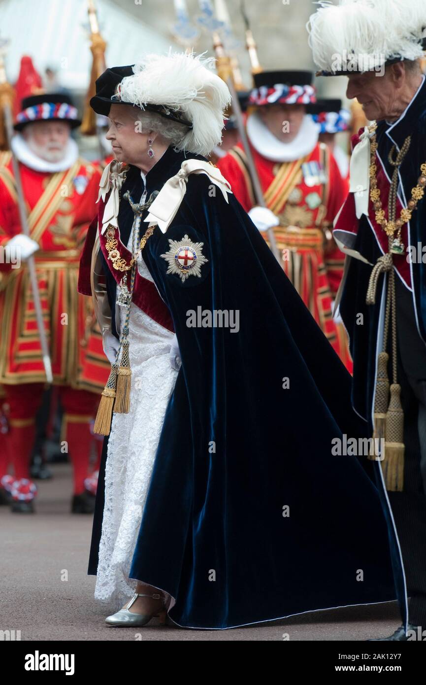 Her Majesty The Queen leads other members of the Royal family attending
