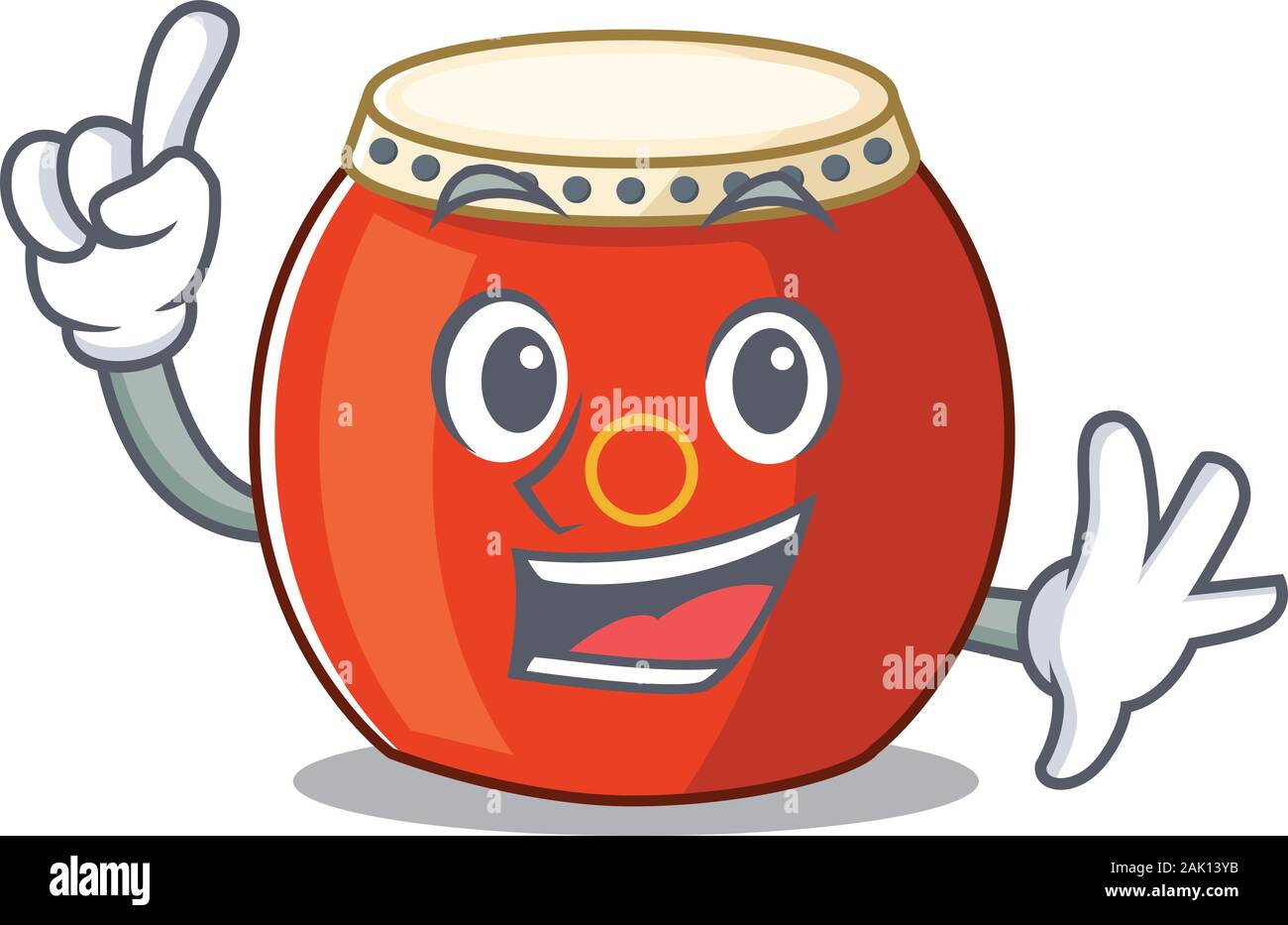 One Finger chinese drum in mascot cartoon character style Stock Vector