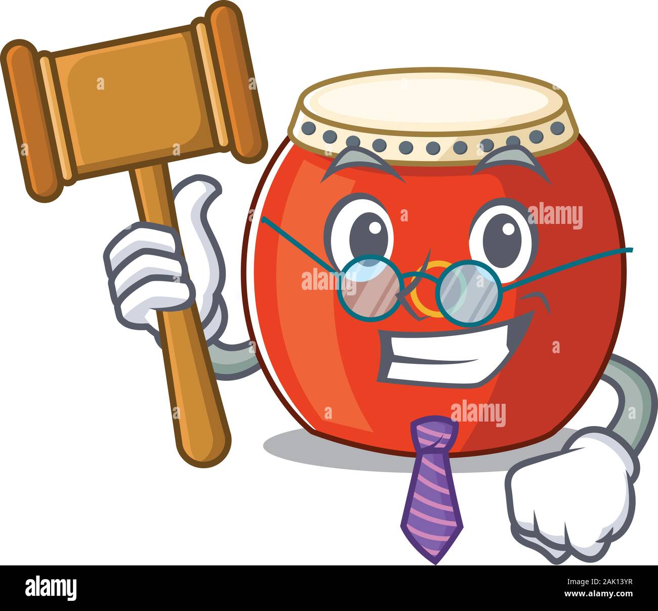 Smart Judge chinese drum in mascot cartoon character style Stock Vector