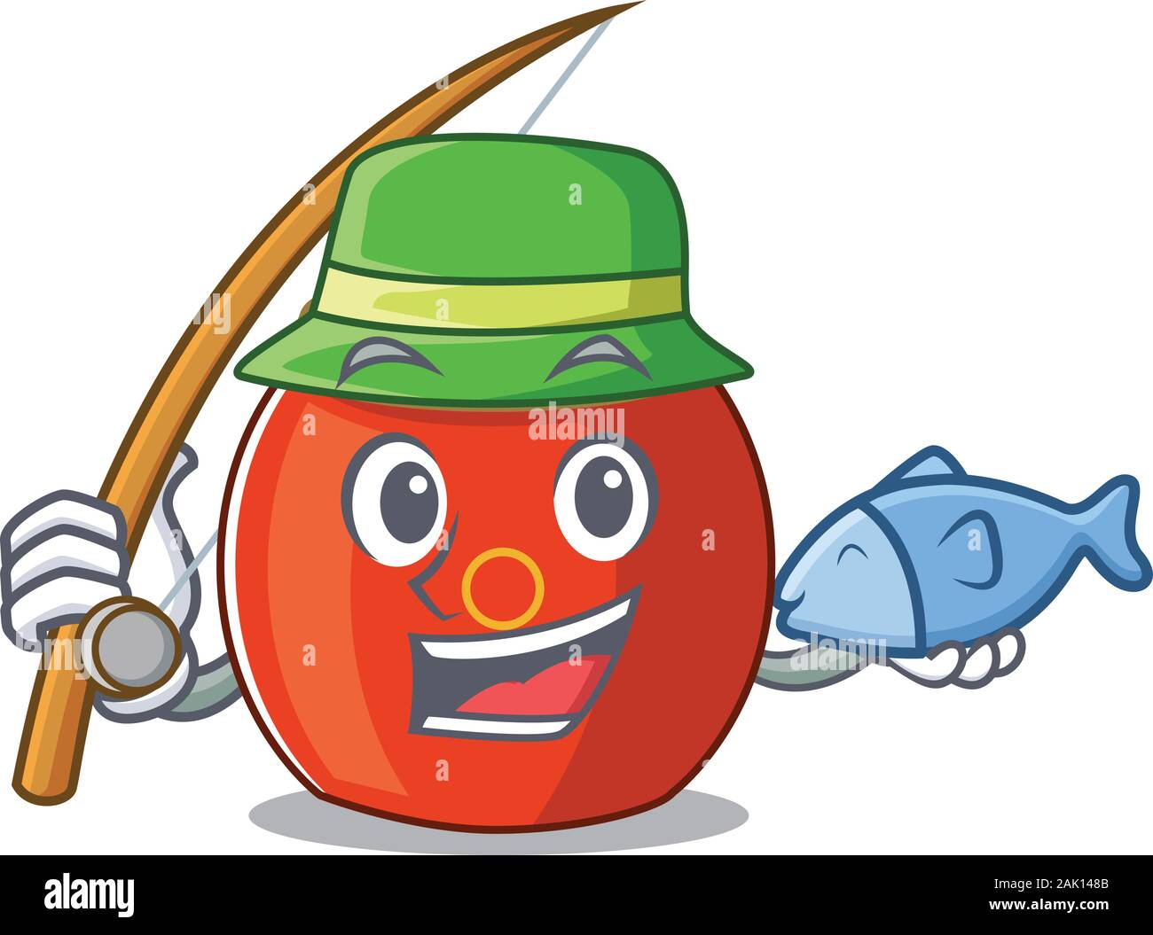 A Picture of happy Fishing chinese drum design Stock Vector