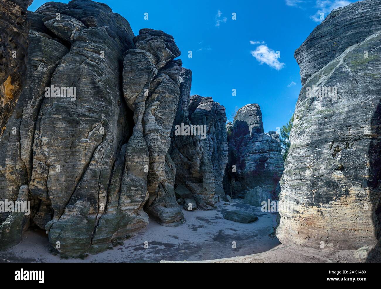 Rocks in Sandstone Mountains The Tisa Rocks, Tisa Walls (Tiske steny, Tyssaer Wände), Czech republic Stock Photo