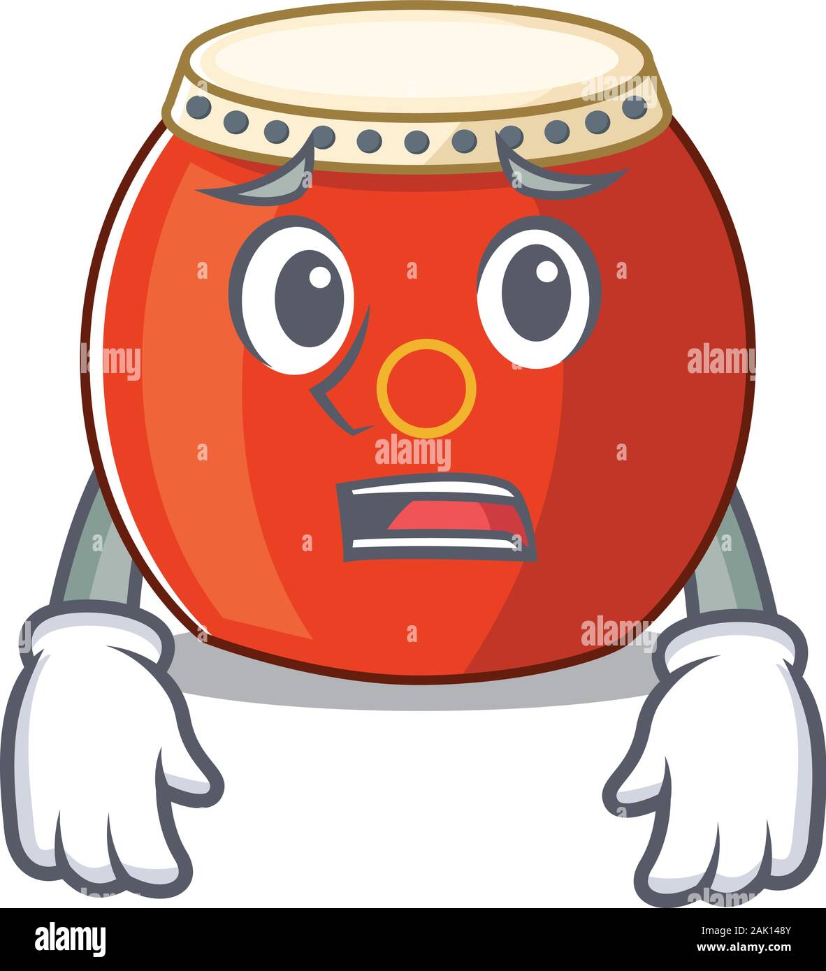 A picture of chinese drum showing afraid look face Stock Vector