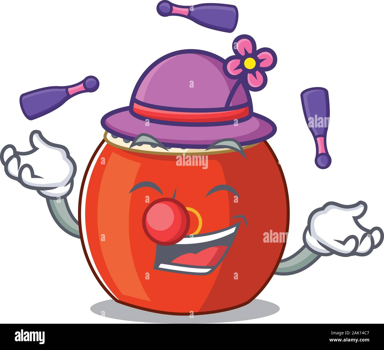 Smart chinese drum cartoon character design playing Juggling Stock Vector