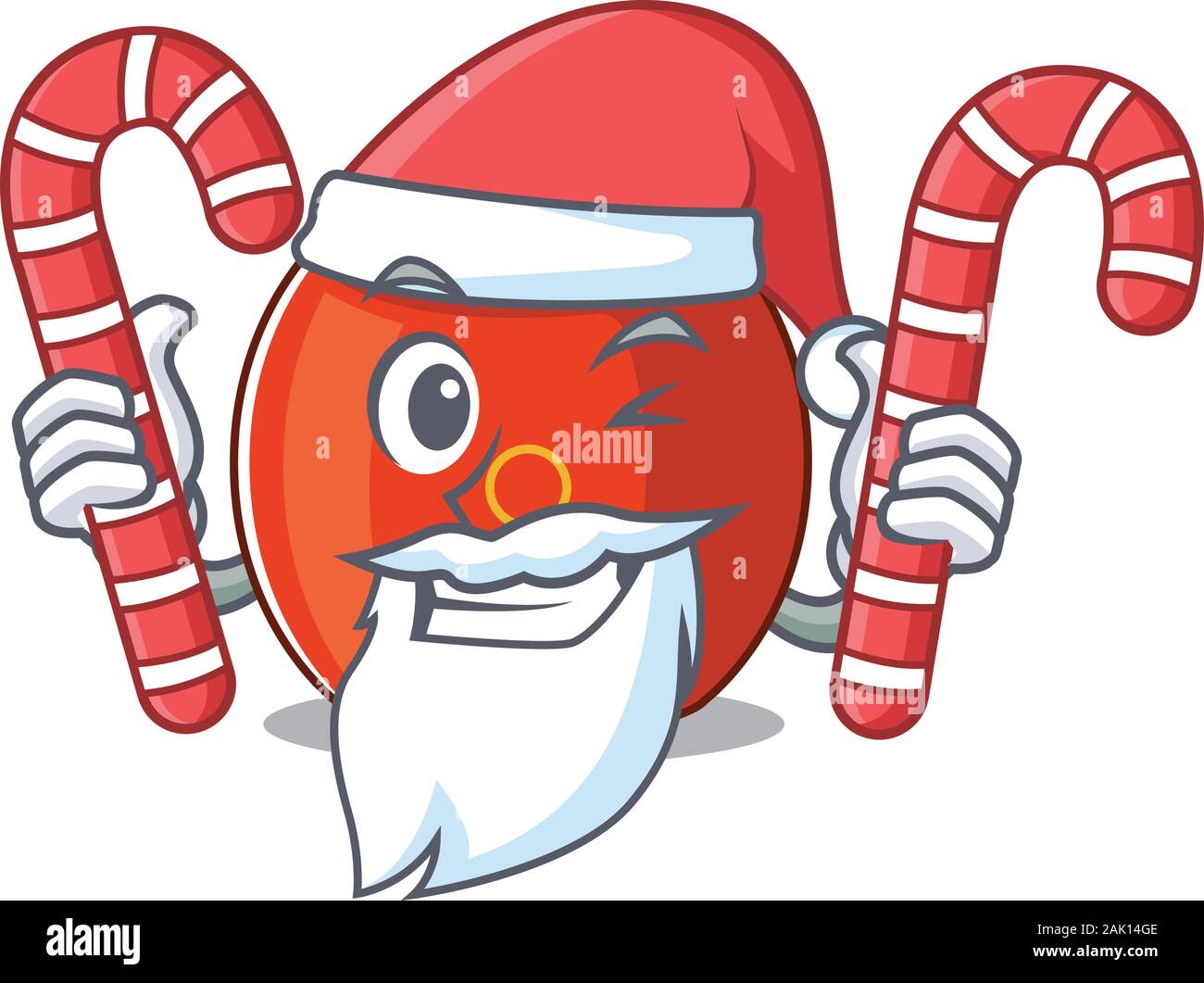 Chinese drum Cartoon character in Santa costume with candy Stock Vector