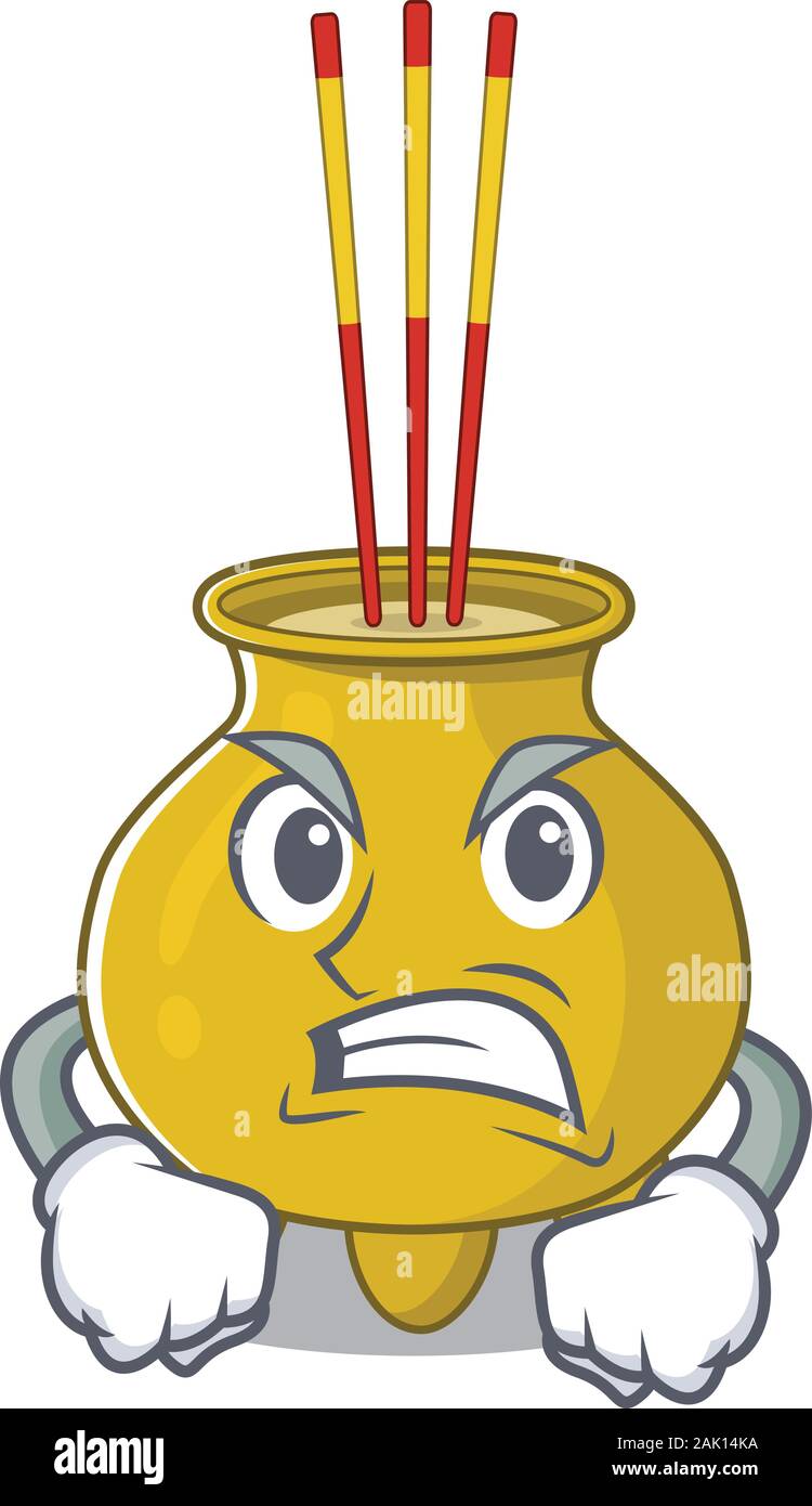 Chinese incense cartoon character design having angry face Stock Vector