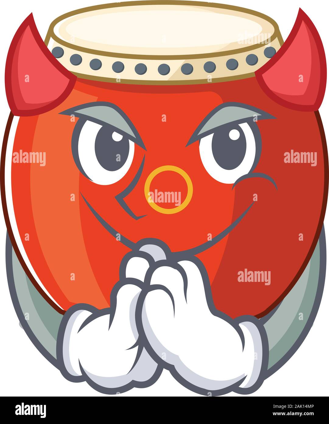 Devil chinese drum Cartoon in character design Stock Vector
