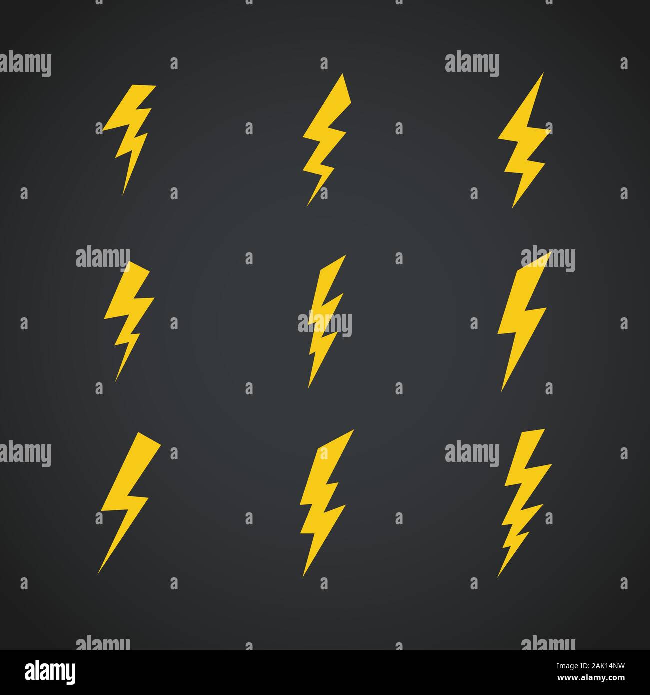 Lightning icons set. Vector symbols set on dark Stock Vector Image