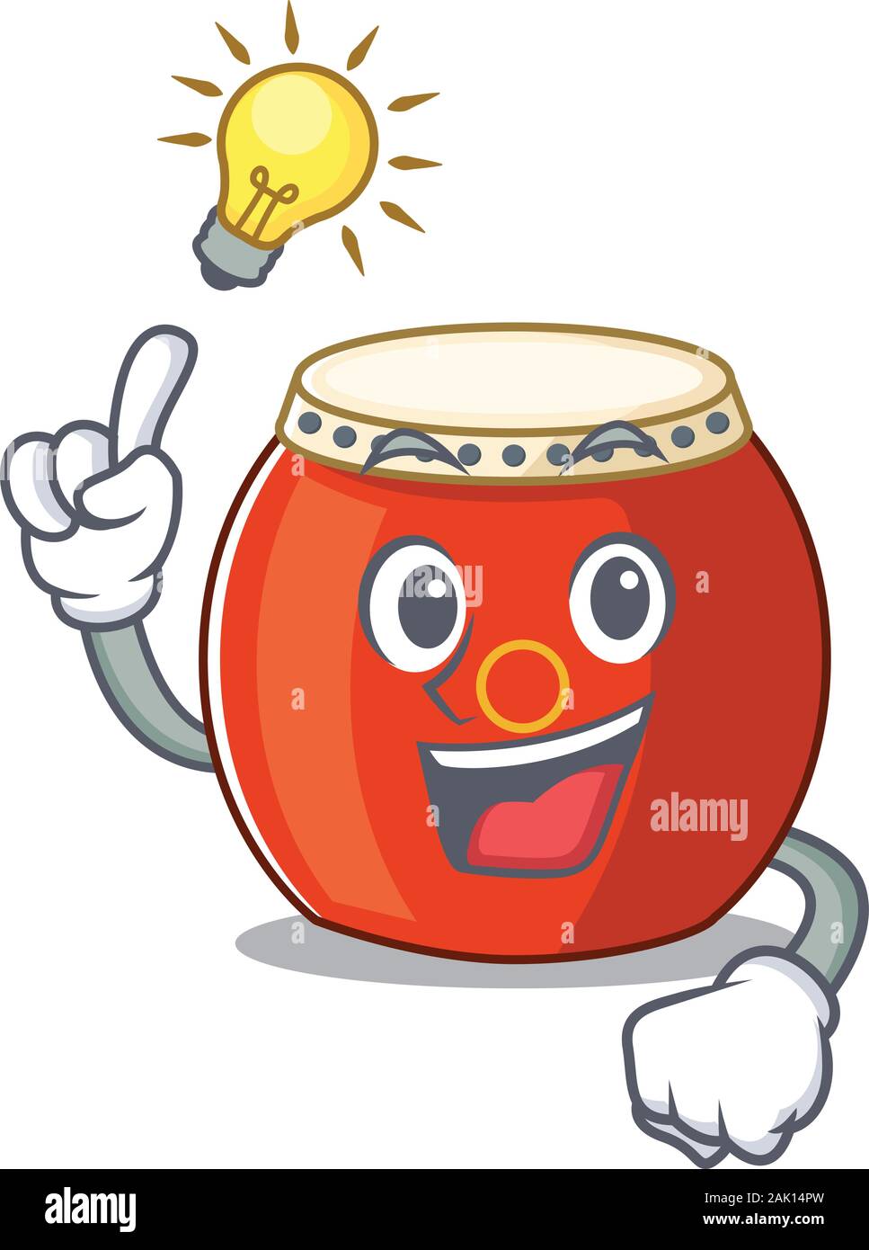 Have an idea gesture of chinese drum cartoon character design Stock Vector