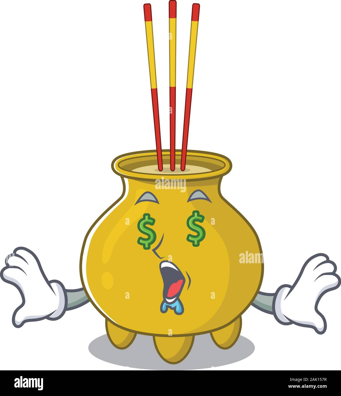 Happy rich chinese incense with Money eye cartoon character style Stock ...