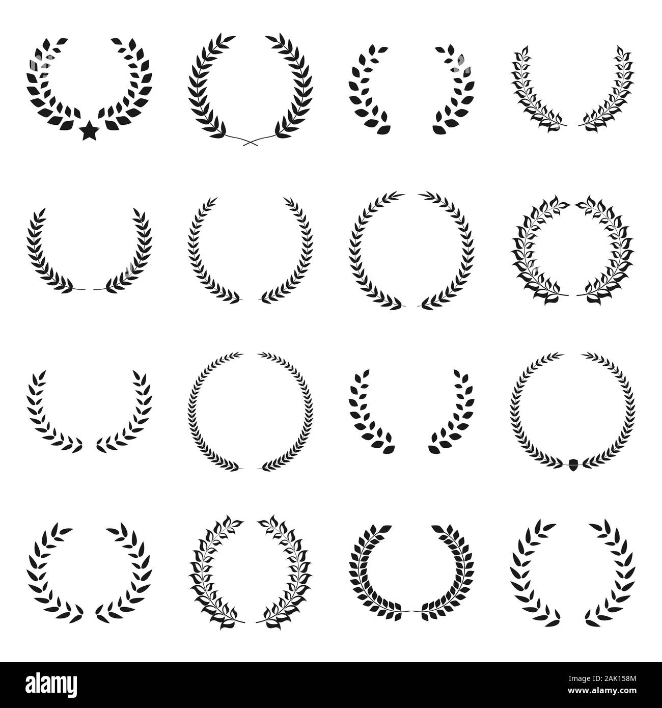 laurel wreath icon set. Vintage frames collection Stock Vector