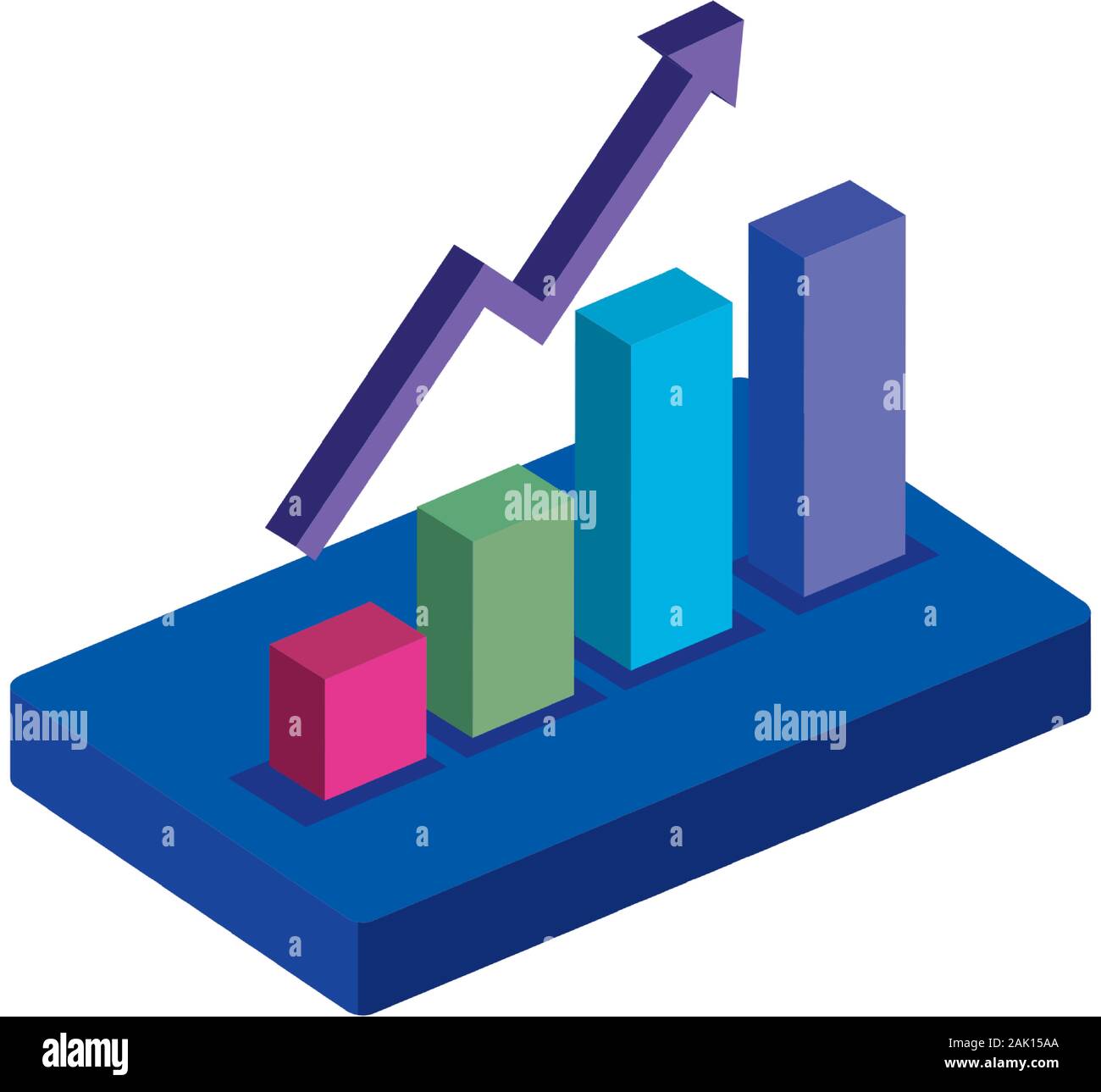 bars statistical graph with arrow up isolated icon Stock Vector Image ...