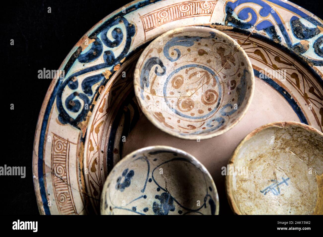 Ceramics on display at the City History Museum Castell de Bellver in Palma, Mallorca, Spain Stock Photo
