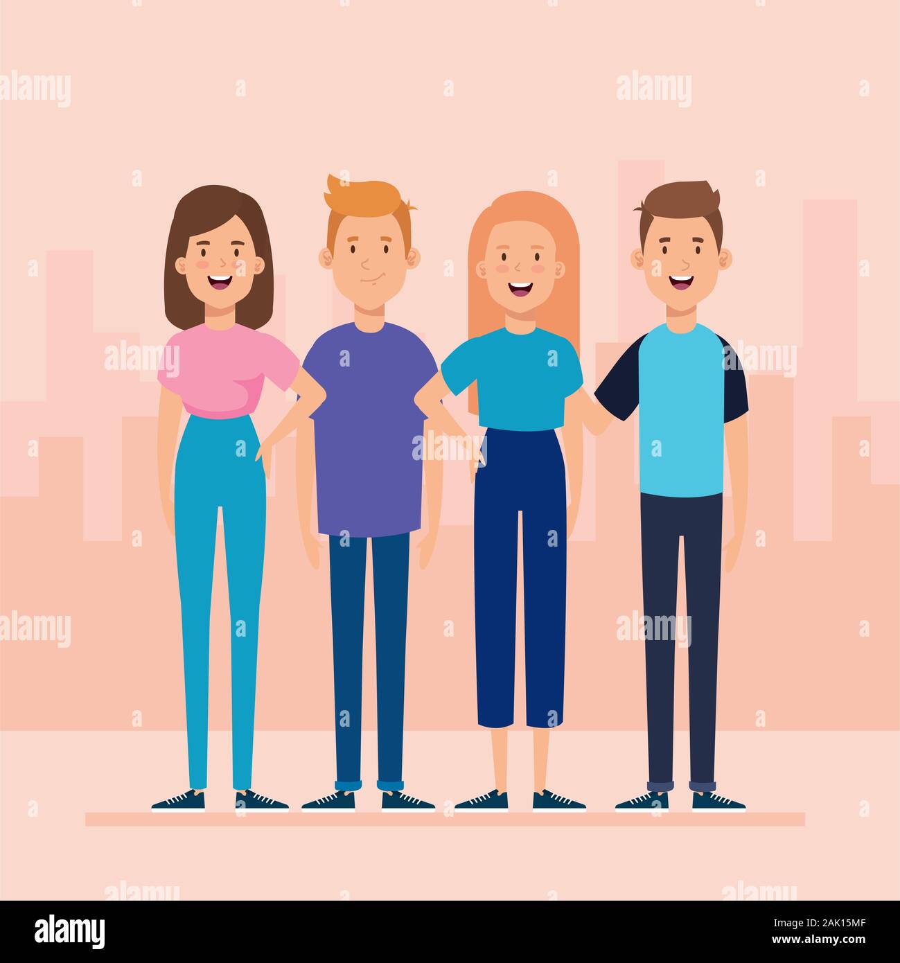 group of young people avatar characters Stock Vector Image & Art - Alamy
