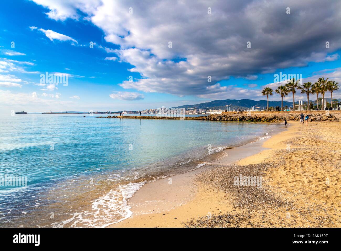 Beach Rigo in El Molinar district of Palma, Mallorca, Spain Stock Photo