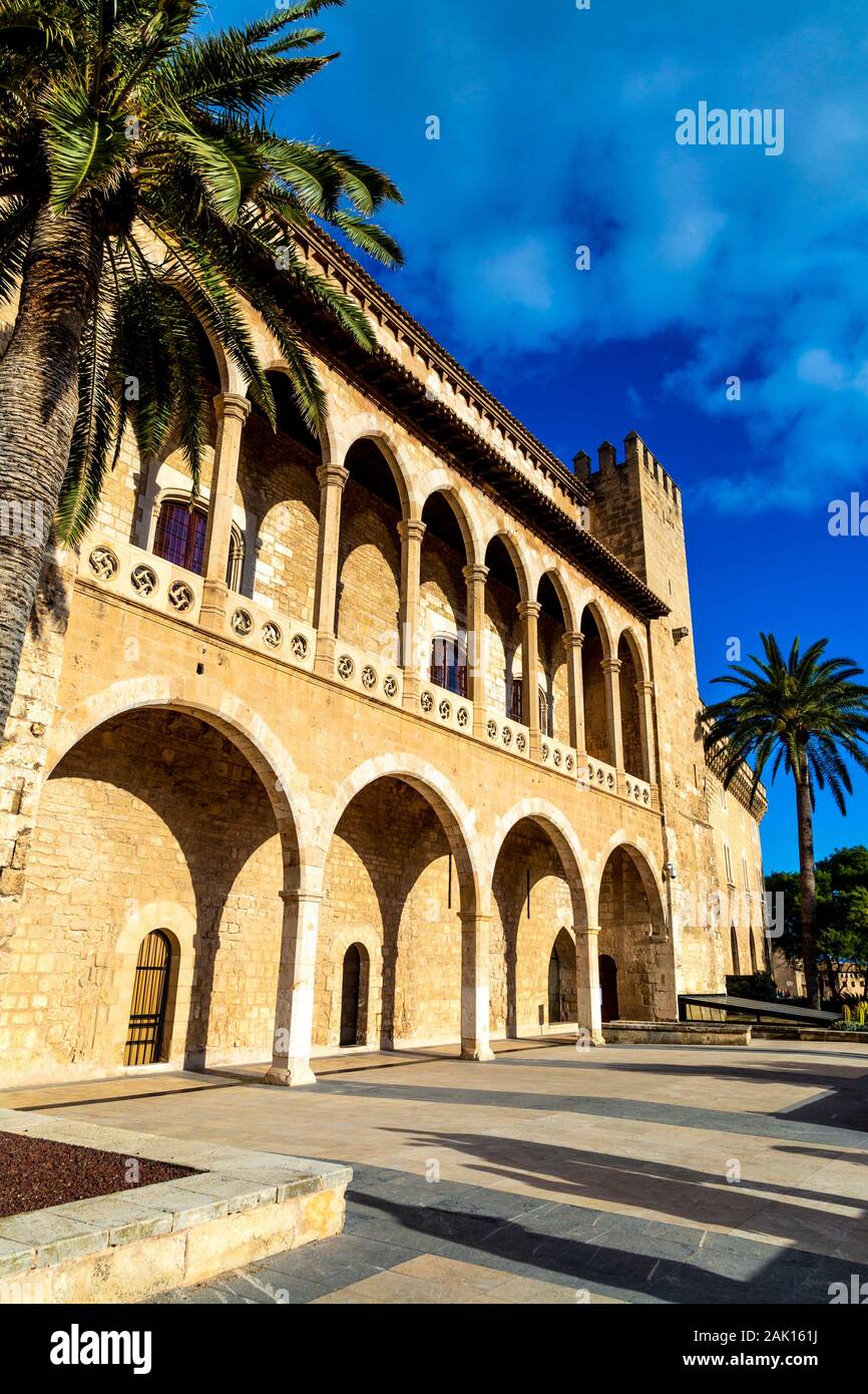 Exterior of the Royal Palace of La Almudaina, Palma, Mallorca, Spain Stock Photo