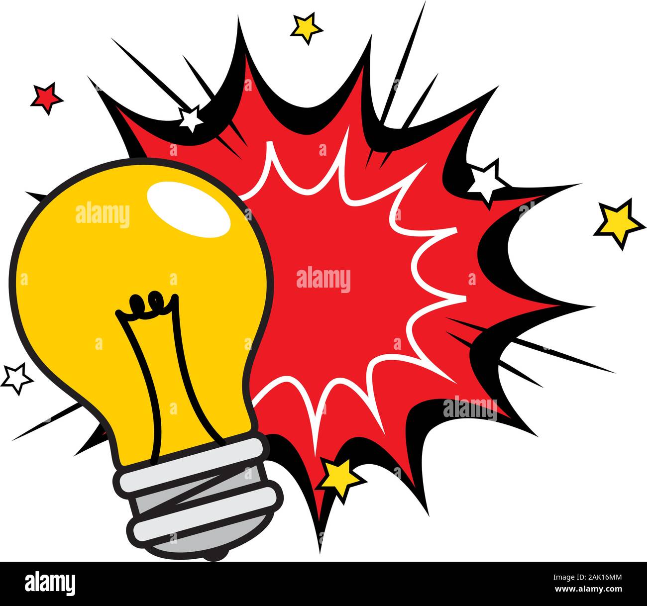 light bulb with explosion pop art style icon Stock Vector Image & Art