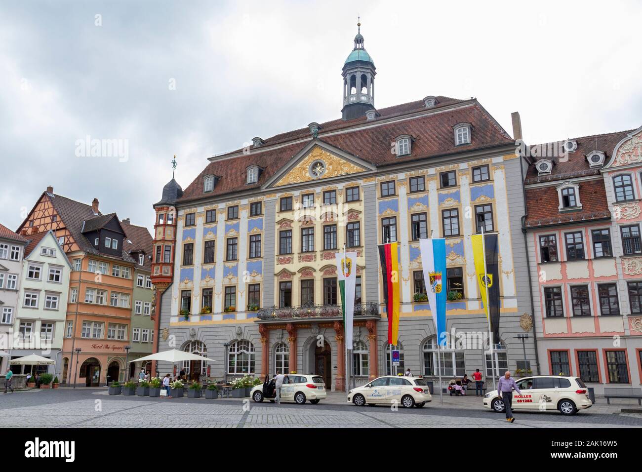 The Stadthaus (Town Hall) in Marktplatz, (Market Place), Coburg, Bavaria, Germany. Stock Photo
