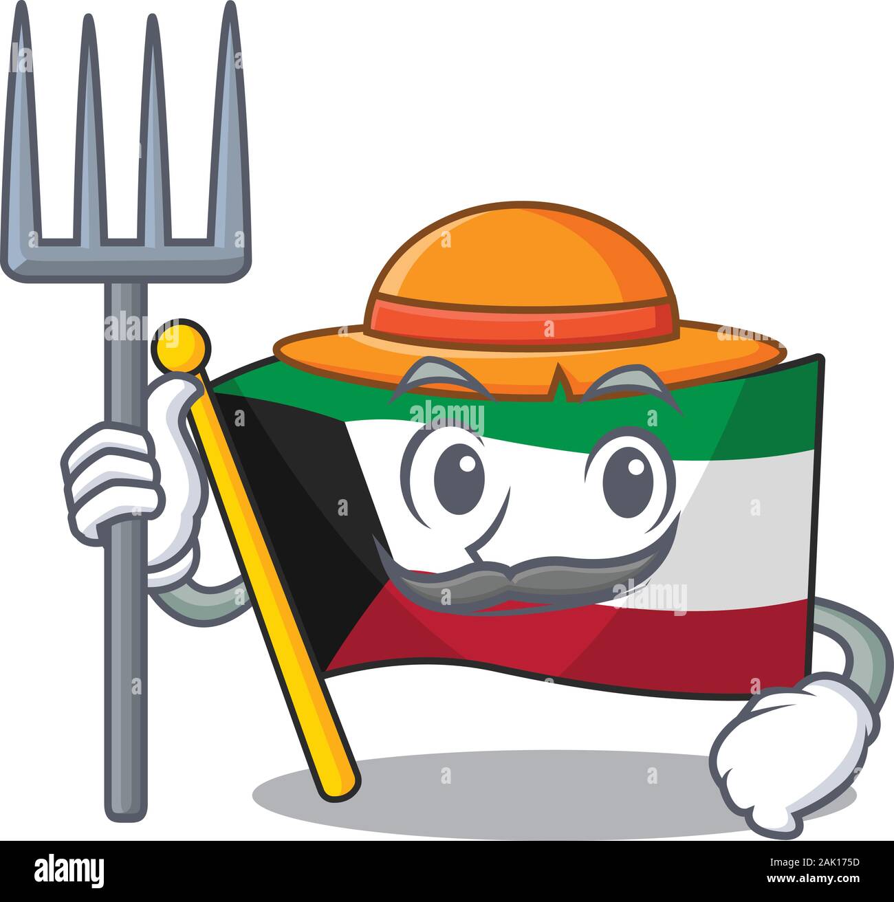 Cheerfully Farmer flag kuwait cartoon picture with hat and tools Stock  Vector Image & Art - Alamy