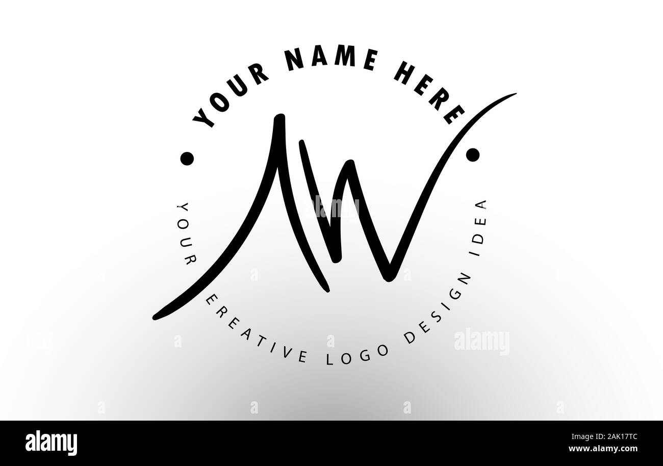 AW Handwritten Letters Logo Design with Circular Letter Pattern ...