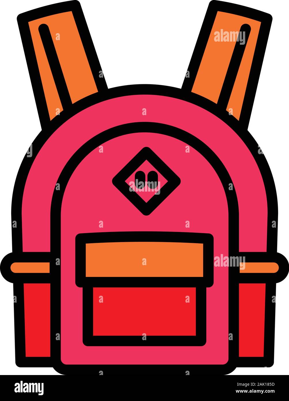 Red school backpack icon. Outline red school backpack vector icon for web design isolated on white background Stock Vector