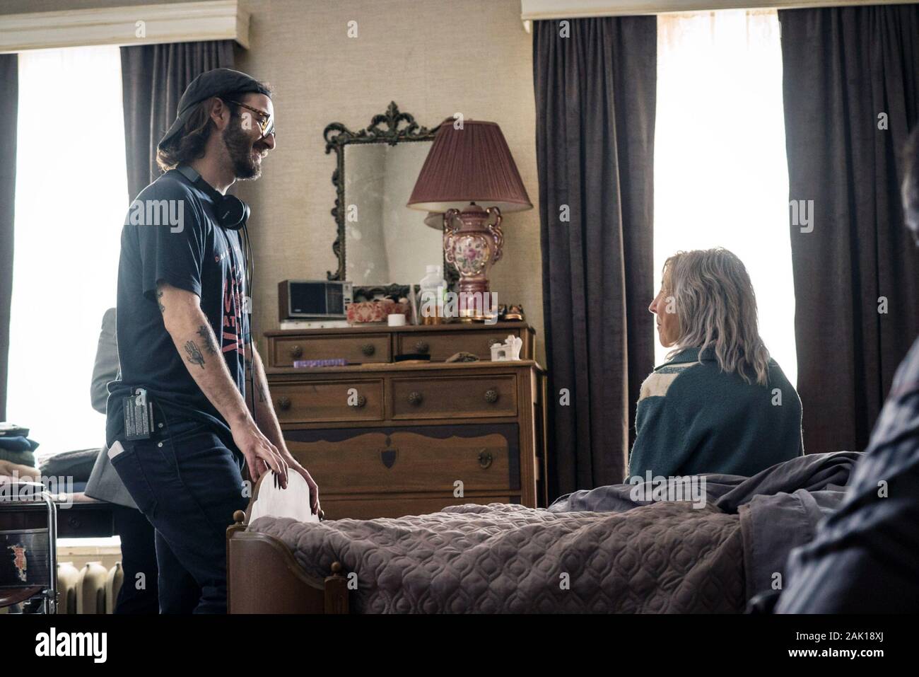 THE GRUDGE, from left: director Nicolas Pesce, Lin Shaye, on-set, 2020